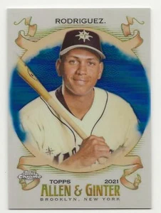 2021 Topps Allen & Ginter Chrome Alex Rodriguez Blue Refractor /150 Mariners #18 - Bild 1 von 1