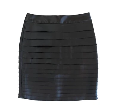 WHBM White House Black Market Womens Black Satin Tiered Pencil Skirt Size 4 Zip - Image 1 of 4