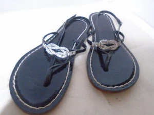 BERNARDO BLACK PATENT LEATHER WOMENS SANDALS RHINESTONE DETAIL SIZE 9 - Picture 1 of 5
