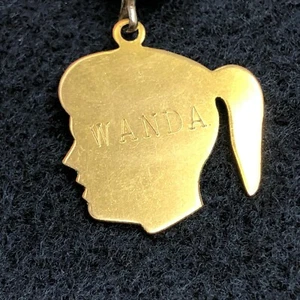 Vintage 1960's ORI 1/20 12K GF Gold Filled Etched Wanda Name Charm Pendant Girl - Picture 1 of 5
