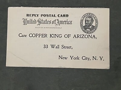 1901 NY ADVERTISING POSTAL STATIONERY CARD COPPER KING OF ARIZONA ! MINING STOCK Foto 1 de 2