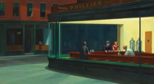 Nighthawks, 1942 by Edward Hopper  Night City Diner Famous Art Print 26x14 In - Picture 1 of 1