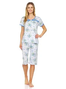 5201C Women Capri and Short Sleeve Top 2-Piece Female Pajamas Set - Picture 1 of 20