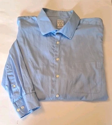 Pronto Uomo Sz 18 36/37 Tall 100% Cotton Men’s Dress Shirt.  Blue Woven Pocket  - Image 1 of 4