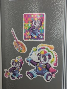 Handmade Magnet Set made with Lisa Frank Stickers Panda Bear Painter - Picture 1 of 5