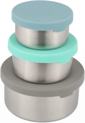 Moonmoon Food Storage Containers | Stainless Steel Snack Pots with Leakproof Si - Image 1 of 4