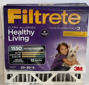 Filtrete 20x20x4 Ultra Allergen Healthy Living 1550 Filtration Level Media Air - Picture 1 of 7