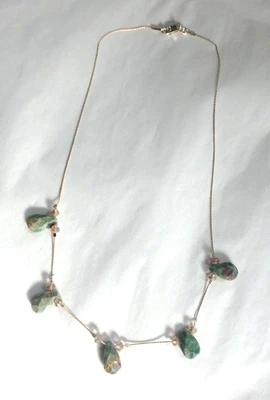 Beautiful Ruby in Fuchsite  Necklace  925 Sterling  Silver  Artisan  17" length - Image 1 of 4