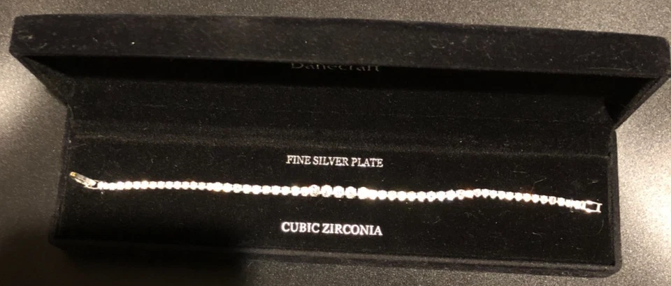 Danecraft Fine Silver Plate Cubic Zirconia 7" Tennis Bracelet NIB - Image 1 of 1