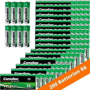 200 x R6 AA Mignon Batterien Camelion Super Heavy Duty 1,5V Zink Kohle Folie - Bild 1 von 8