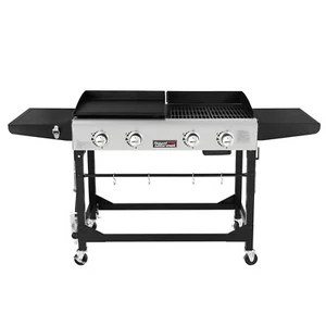 Royal Gourmet 4-Burner Portable Flat Top Gas Grill Combo with Folding Legs - Picture 1 of 11
