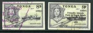 Tonga SG265/a 8/- on 8d small surcharge with normal  Set  Cat 100 pounds - Picture 1 of 1