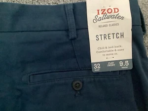 Men's Izod Saltwater Relaxed Classic Stretch Shorts Navy Size 32 Inseam 9.5” NEW - Picture 1 of 7