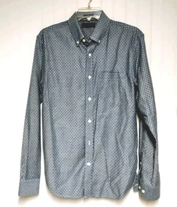 Banana Republic Men's Oxford Untucked Fit Size M Blue Print Button Down Shirt - Picture 1 of 6