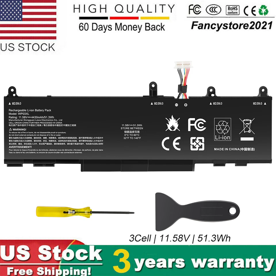 HP ZBook 14” Firefly 14 G9 Battery 11.58V 51.3Wh 4249mAh WP03XL M73466-005 73