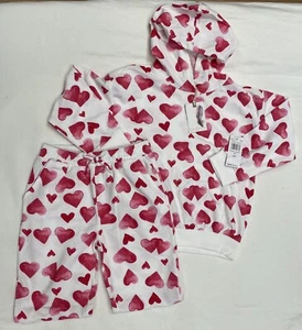 NWT Jessica Simpson Girl Long Sleeve Hoodie & Joggers Set Size 6X Pink Hearts - Picture 1 of 15