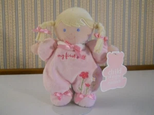 New Carters Child of Mine "My First Doll" plush rattle pink flowers bows & tags. - Picture 1 of 4