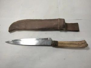 Cuchillo vintage hecho a mano con mango de hueso con funda hoja delgada 12" - Imagen 1 de 7