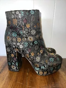 Sam Edelman Azra Black Multi-Color Brocade Floral Tapestry Ankle Boots SZ 7M - Picture 1 of 15