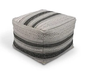Asiento de puf cuadrado 100 % algodón tejido a mano geométrico verde como nuevo bolsa de frijoles reposapiés - Imagen 1 de 7