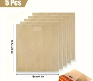 5pcs, 6.3x6.5in/16x16.5cm Non-stick Reusable Toaster Bags, Create Grilled Cheese - Picture 1 of 5