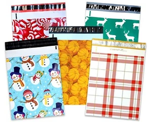 10x13 Winter Christmas Snowmen,Candy Cane, Pumpkin, Deer, Plaid Shipping Mailers - Picture 1 of 55