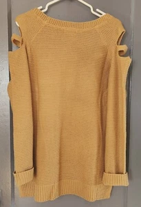 Womens Sweater XL Mustard Cold Shoulder Pullover Knit Top NWOT Venus - Picture 1 of 4