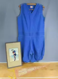 Vintage Antique Kenilworth Togs Bathing Suit Romper w/Bathing Beauty Art Framed - Picture 1 of 12