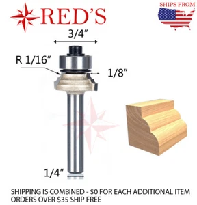 Tideway Pro LC08020404 1/8"" Breite Doppelkurve Formen 1/4"" Schaftfräser Bit - Bild 1 von 1