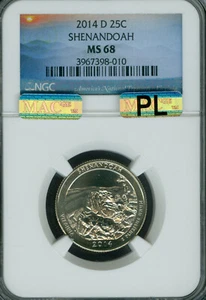 2014 D SHENANDOA QUARTER NGC MS68 PQ MAC PL & 2ND FINEST GRADE SPOTLESS . - Picture 1 of 2