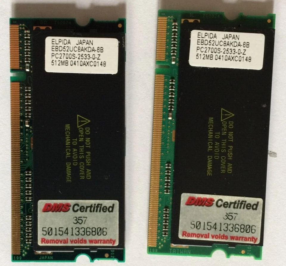 1GB Set APPLE iBook PowerBook G4 PC2700 Laptop NOTEBOOK Memory Ram PC2700s-25330 - Image 1 of 3