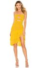 Majorelle Emelia Midi Dress Yellow Zip CutOut Lined Strapless LARGE 8 NWT$238