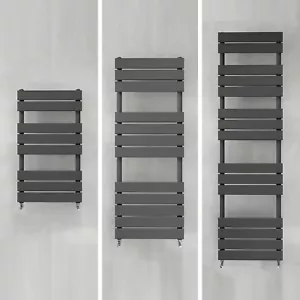 Anthracite Designer Flat Panel Heated Bathroom Towel Rail Radiator WarmerHeating - Picture 1 of 41