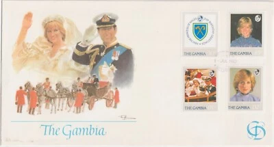 LA GAMBIA: 1982 PRINCESA DIANA EDICIÓN # 447-450 FLEETWOOD FDC Foto 1 de 2