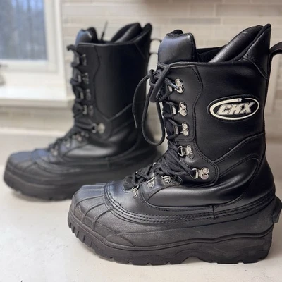 CKX - Bota de moto de nieve Colchester cuero negro goma talla 9 forro termolite encaje Foto 1 de 4
