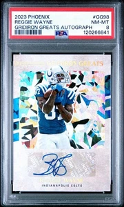 REGGIE WAYNE AUTO PSA 8 2023 Panini Donruss Gridiron Greats Autographs Pop 1 🔥 - Picture 1 of 2