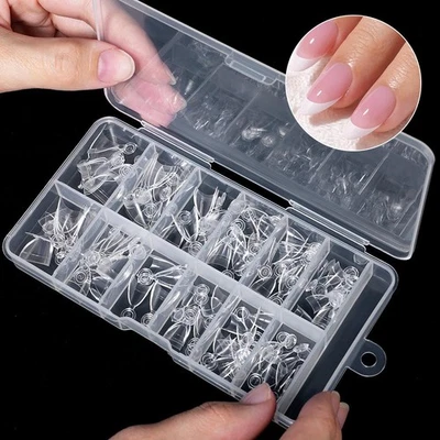 Halbdeckende Fake Nägel 24 Stück Acryl Hochglanz Nageldesign Set - Bild 1 von 4