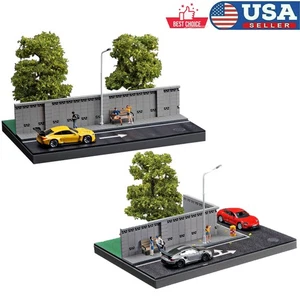 Diorama 1/64 Diecast CarGarage Model LED City Street Corner Road Scene Model Toy - Picture 1 of 47