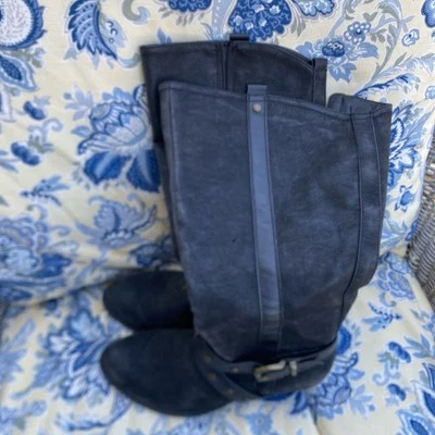 Kensie Avery Genuine Suede Boots Zipper Black Almond Toe 2" Heel Women's Sz 9 - Image 1 of 4