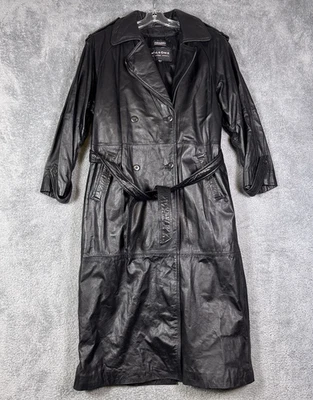 Chaqueta de cuero Wilson para mujer L cinturón doble botonadura gabardina aislante Foto 1 de 4