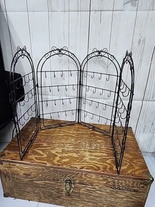 Set Of 2 Jewelry Necklace Organizer Black Metal Tabletop Or Wall Mounted - Picture 1 of 4