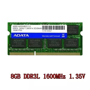 ADATA 8GB 4GB DDR3L 1600MHz PC3L-12800S 1.35V Laptop Memory SODIMM RAM Notebook - Picture 1 of 9
