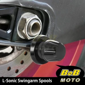 For Triumph Thruxton 1200R 16-19 18 17 L-Sonic Rear Swingarm Spools M8 Black - Picture 1 of 4