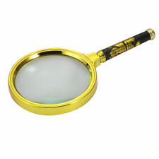 Carved Vintage Handle 10X Magnifier Magnifying Glass Magnifier Gold Tone