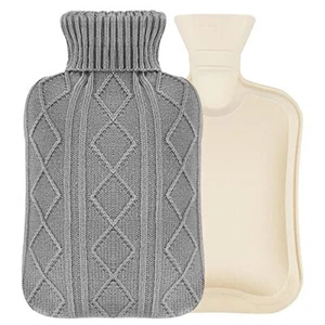 phixilin Wärmflasche mit Bezug, 2L wärmeflasche Sicher und auslaufsicher, Premiu