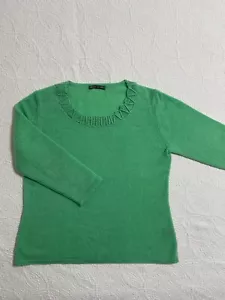 Claudia Nichole Top 100 % kaschmirgrün Rundhalsausschnitt Bluse Größe M#2406 - Bild 1 von 11