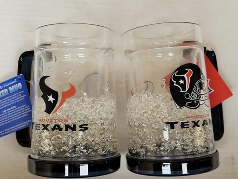 NFL Houston Texans 16oz Crystal Freezer Mug, NEW Cover