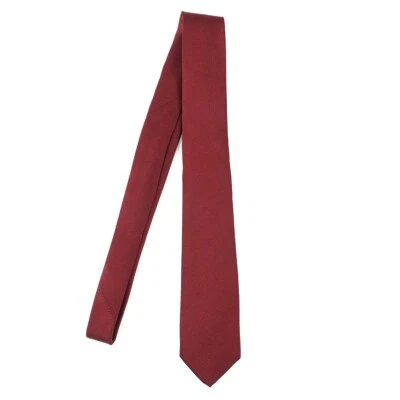 Corbata Luigi Borrelli Napoli estrecha 2,25" roja borgoña lisa satinada seda Foto 1 de 4