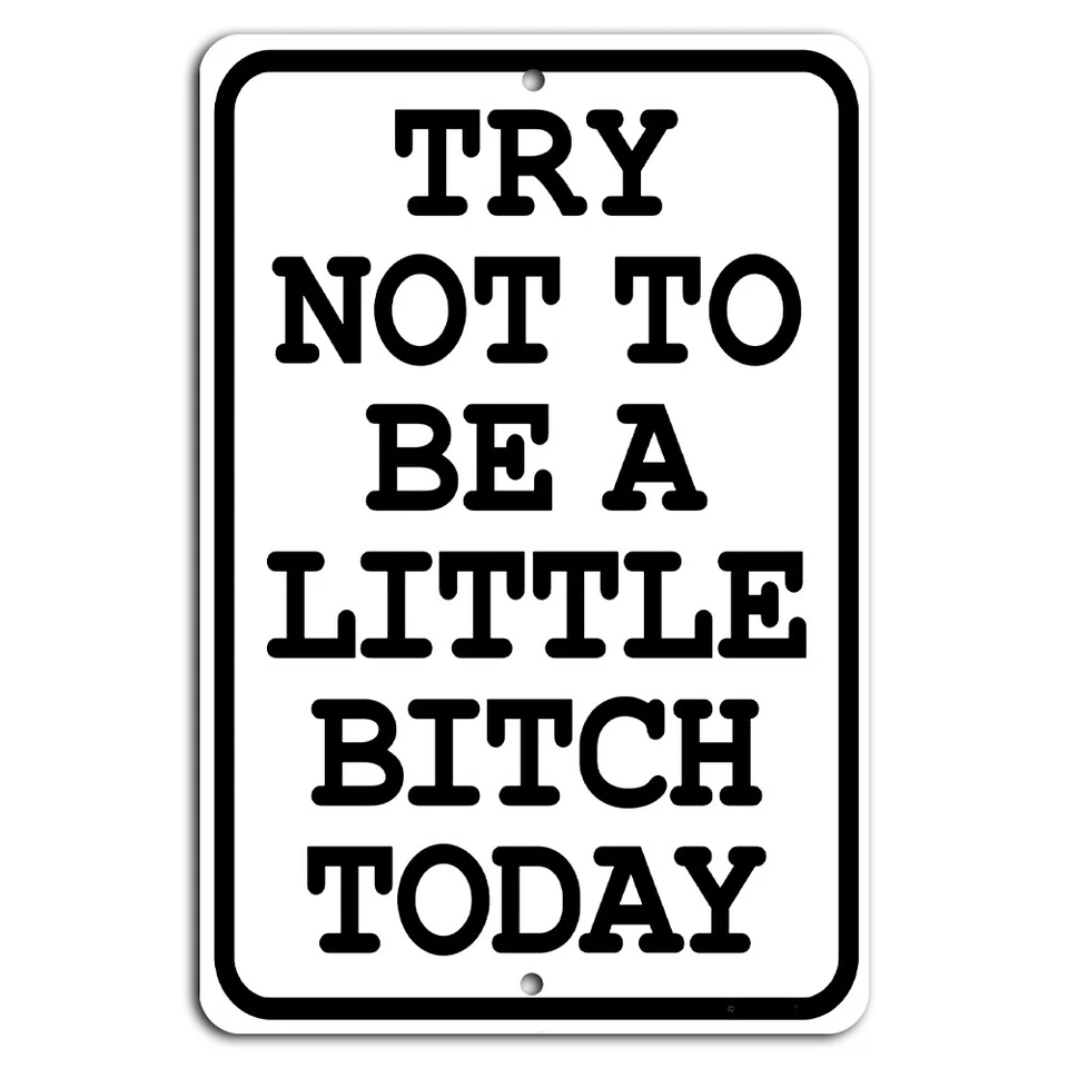 Try Not to Be a Little Bitch Today Metal Sign Funny Office Decor 8"x12" - Image 1 of 1