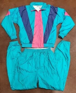 Vtg Windbreaker Set Cabin Creek Tall Size XL 90s Activewear Tracksuit Colorblock - Picture 1 of 4